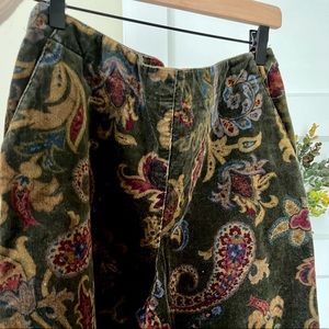 Talbots printed high-rise straight leg corduroy pants